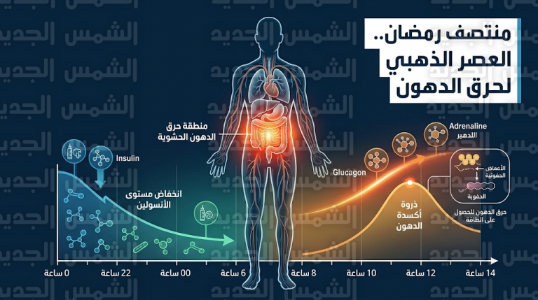 الحرق الصامت للدهون يبدأ اليوم 4 مارس مع دخول الصائمين المرحلة الفسيولوجية الحاسمة في منتصف رمضان